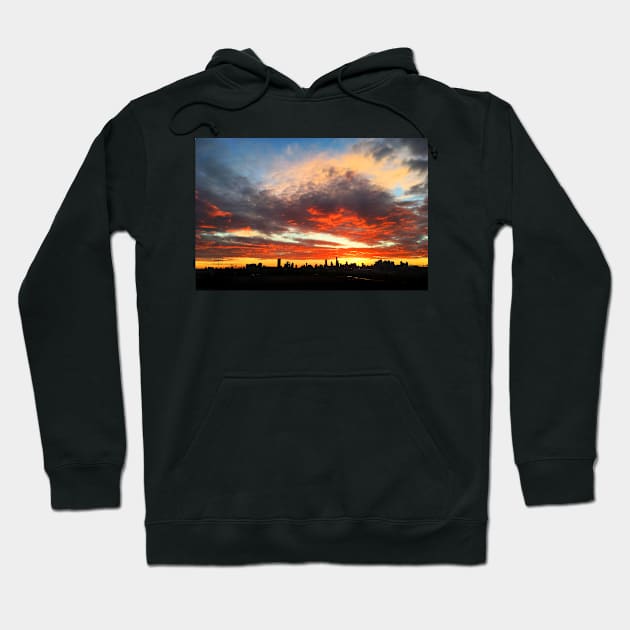 Melbourne Skyline at sunset Hoodie by rozmcq